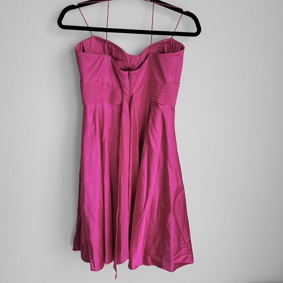 NWT Aidan Mattox Silk Hot Pink Sweetheart Neckline Cross Back Straps Dress - Picture 9 of 12
